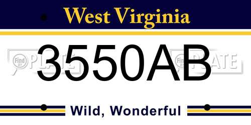 3550AB West Virginia License Plate