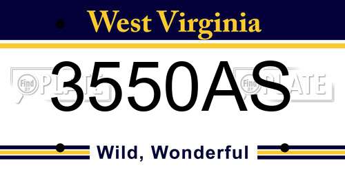 3550AS West Virginia License Plate