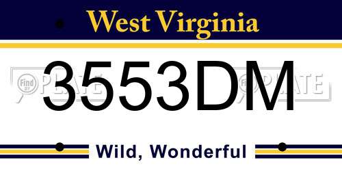 3553DM West Virginia License Plate