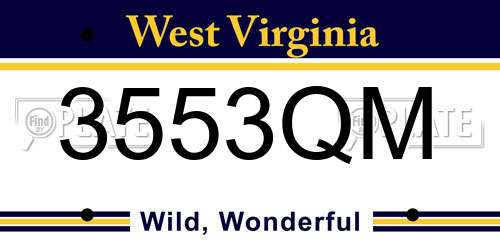 3553QM West Virginia License Plate
