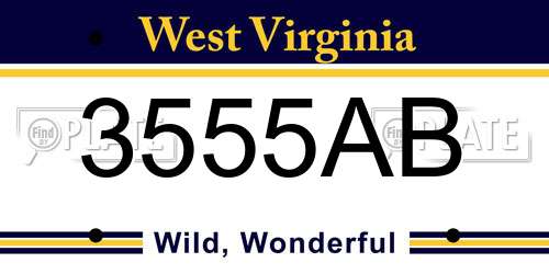 3555AB West Virginia License Plate
