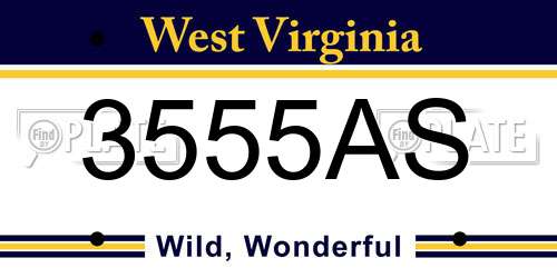 3555AS West Virginia License Plate