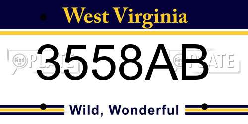 3558AB West Virginia License Plate