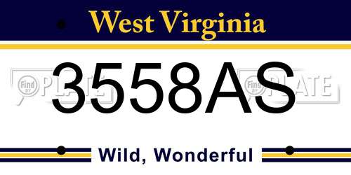 3558AS West Virginia License Plate