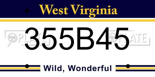 355B45 West Virginia License Plate