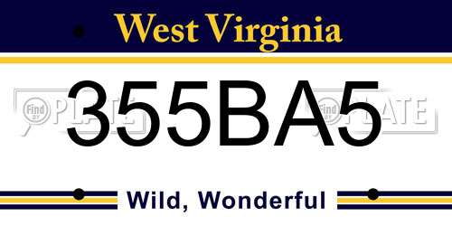 355BA5 West Virginia License Plate