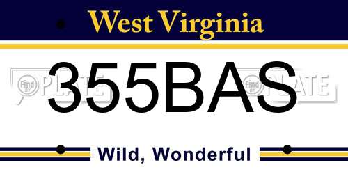 355BAS West Virginia License Plate