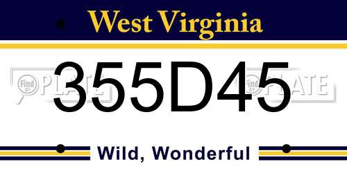 355D45 West Virginia License Plate