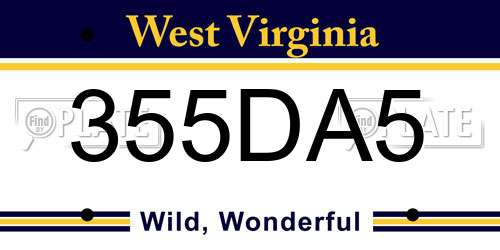355DA5 West Virginia License Plate