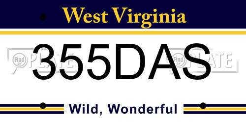 355DAS West Virginia License Plate