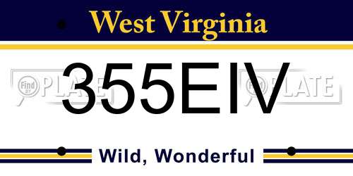 355EIV West Virginia License Plate