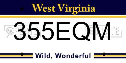 355EQM West Virginia License Plate
