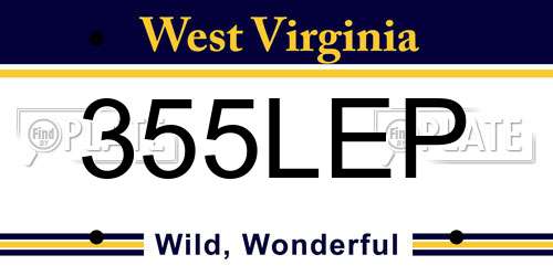 355LEP West Virginia License Plate