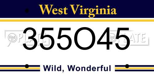 355O45 West Virginia License Plate