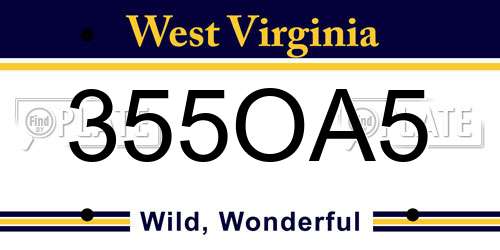 355OA5 West Virginia License Plate
