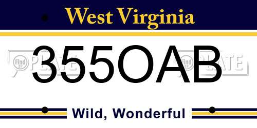 355OAB West Virginia License Plate
