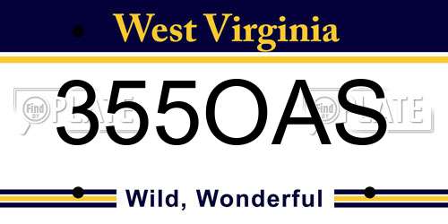 355OAS West Virginia License Plate