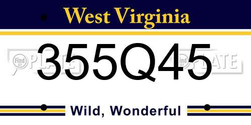 355Q45 West Virginia License Plate