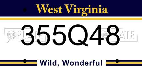355Q48 West Virginia License Plate