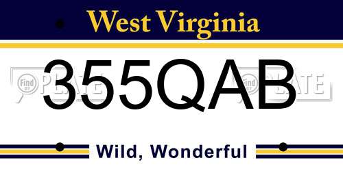 355QAB West Virginia License Plate