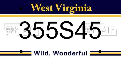 355S45 West Virginia License Plate