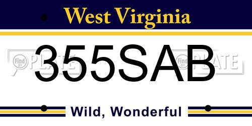 355SAB West Virginia License Plate