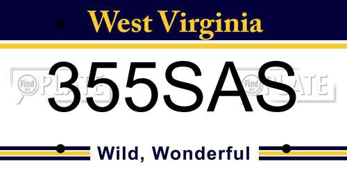355SAS West Virginia License Plate