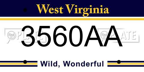 3560AA West Virginia License Plate