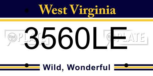 3560LE West Virginia License Plate
