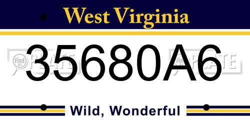 35680A6 West Virginia License Plate