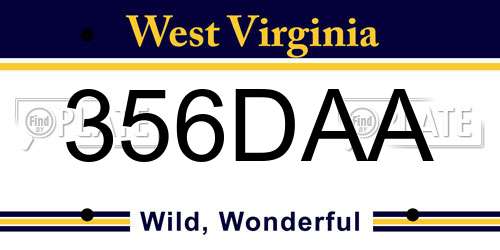 356DAA West Virginia License Plate