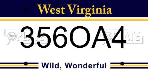 356OA4 West Virginia License Plate