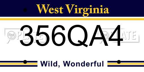 356QA4 West Virginia License Plate