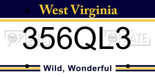 356QL3 West Virginia License Plate