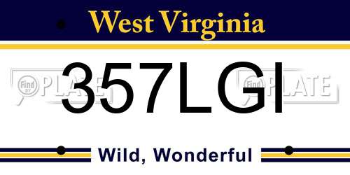 357LGI West Virginia License Plate