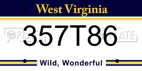 357T86 West Virginia License Plate