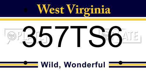 357TS6 West Virginia License Plate
