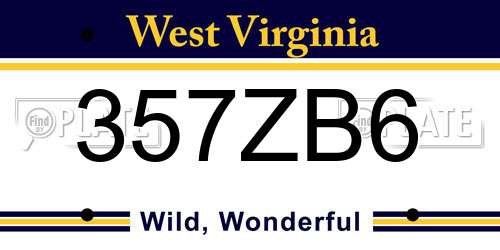 357ZB6 West Virginia License Plate