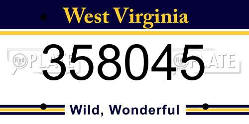 358045 West Virginia License Plate