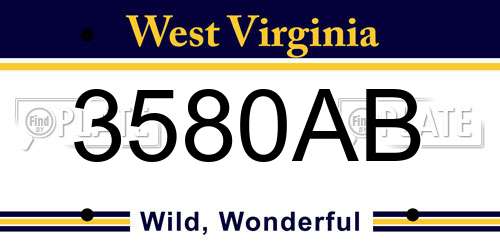 3580AB West Virginia License Plate
