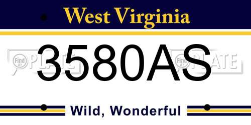 3580AS West Virginia License Plate
