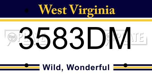 3583DM West Virginia License Plate