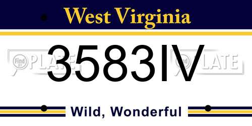 3583IV West Virginia License Plate