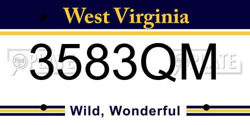 3583QM West Virginia License Plate