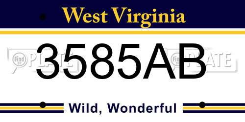3585AB West Virginia License Plate