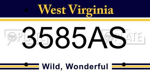3585AS West Virginia License Plate