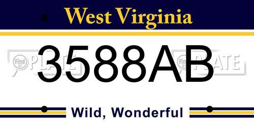 3588AB West Virginia License Plate