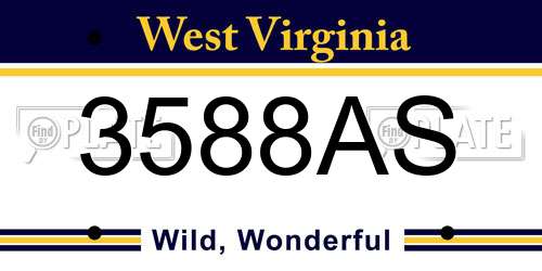 3588AS West Virginia License Plate
