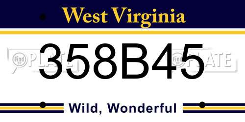 358B45 West Virginia License Plate
