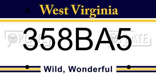 358BA5 West Virginia License Plate